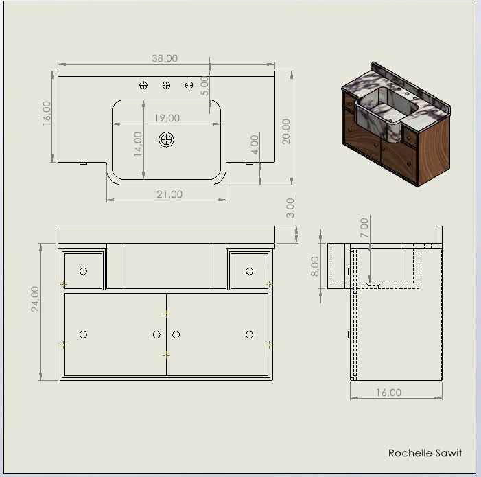 ONS Marble rochelle sawit Custom Order Marble Sink