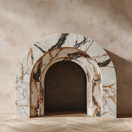 ONS Marble Marble Arch Fireplace Mantel