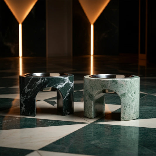 ONS Marble Marble Elevated Arch Pet Bowl