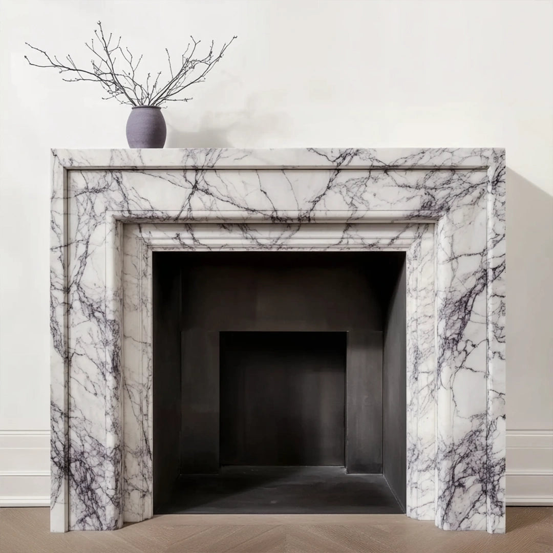 ONS Marble Marble Linear Modern Fireplace Mantel