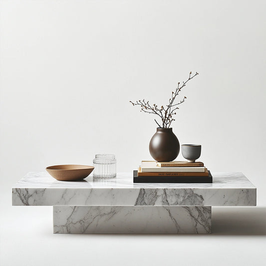 ONS Marble Marble Minimalist Rectangle Center Coffee Table