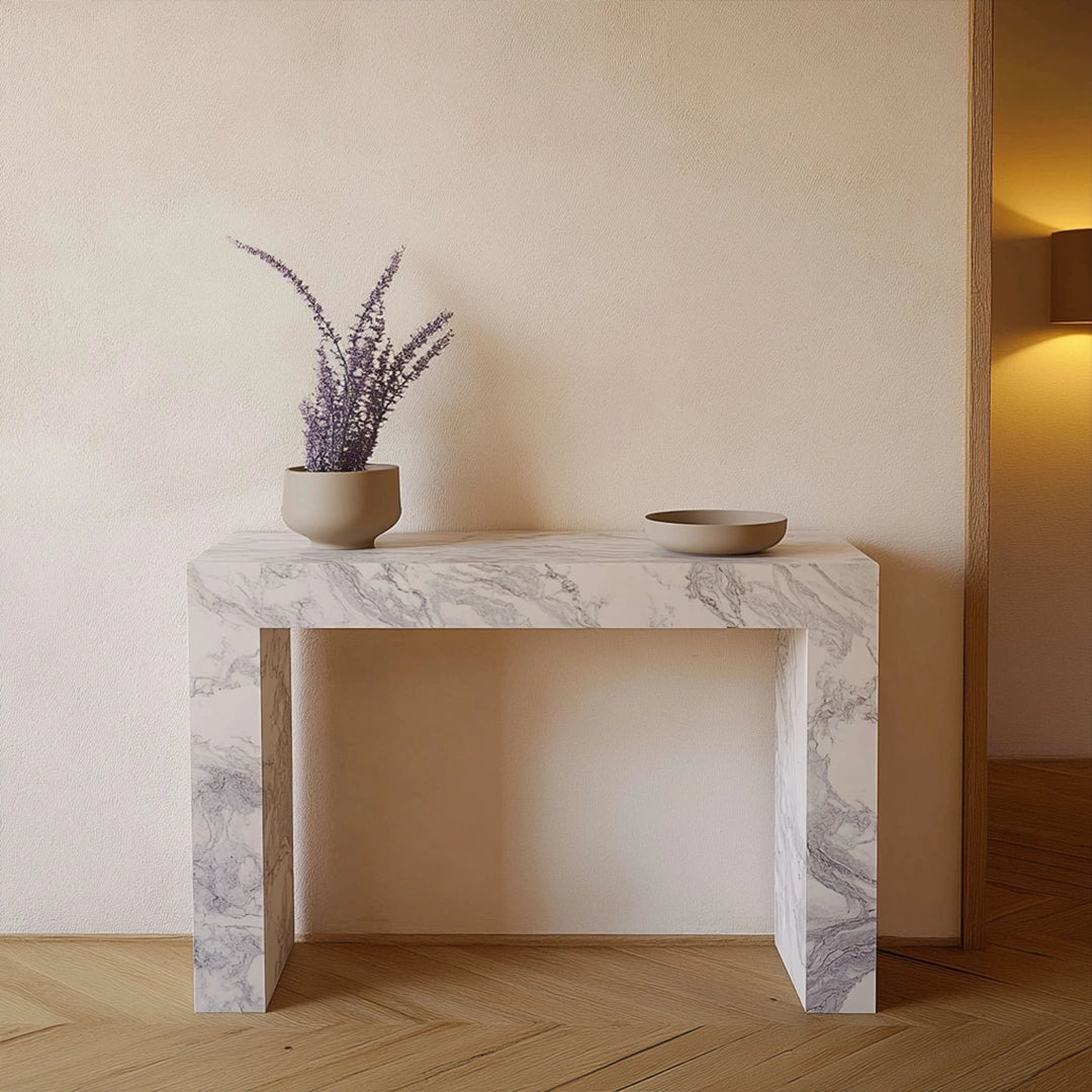 ONS Marble Marble Rectangle Console Table