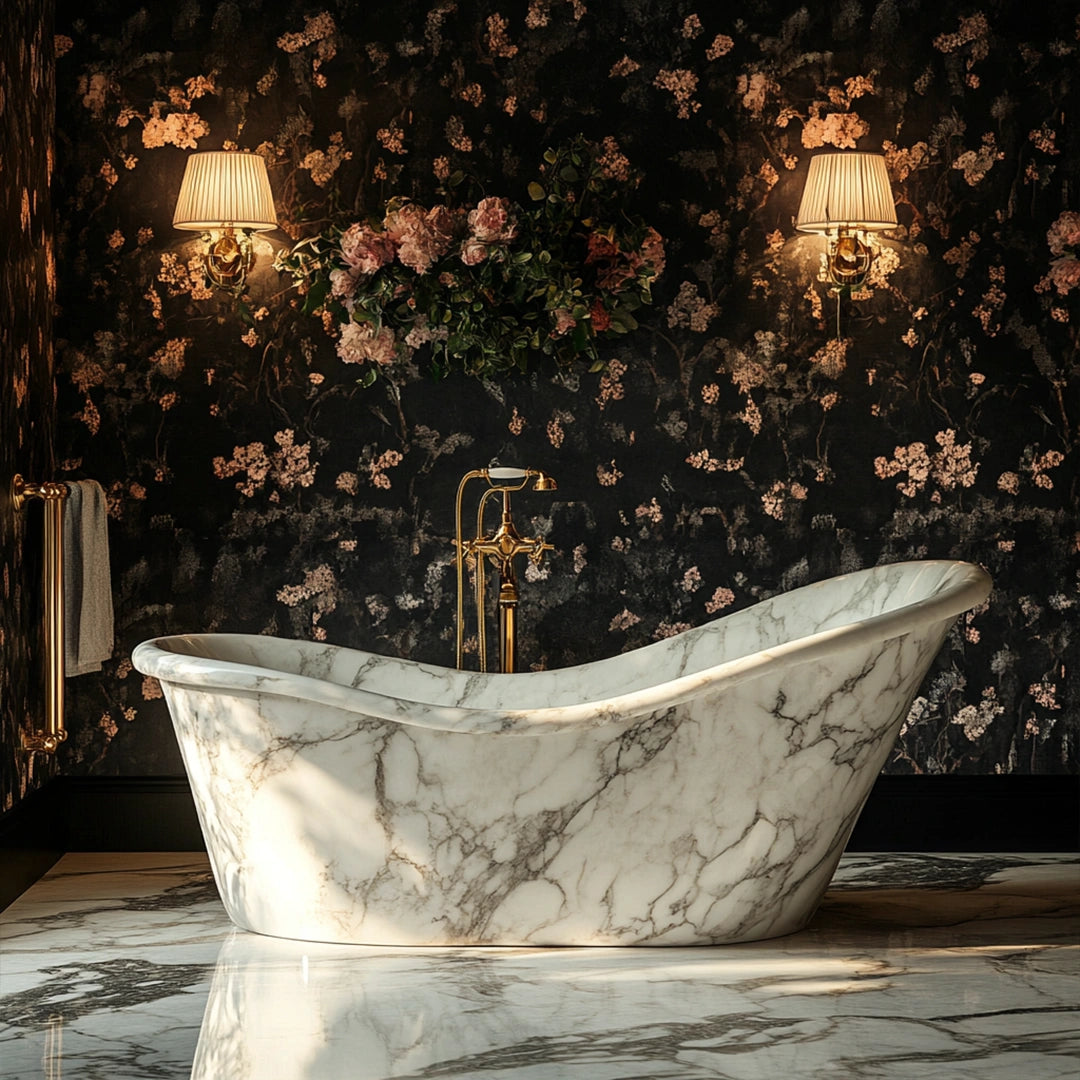 ONS Marble Petals Marble Bathtub