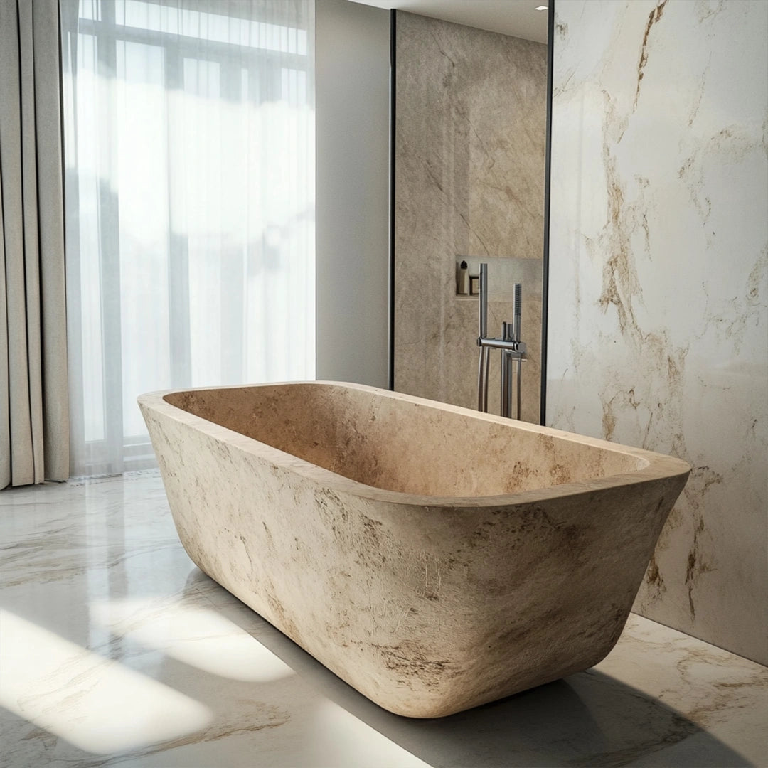 ONS Marble Textured Stone Serenity Marble Bathtub